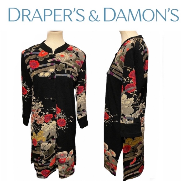 Draper’s & Damon’s Mandarin Floral Asian Garden Duster Coat Jacket Medium NWOT - Picture 5 of 14